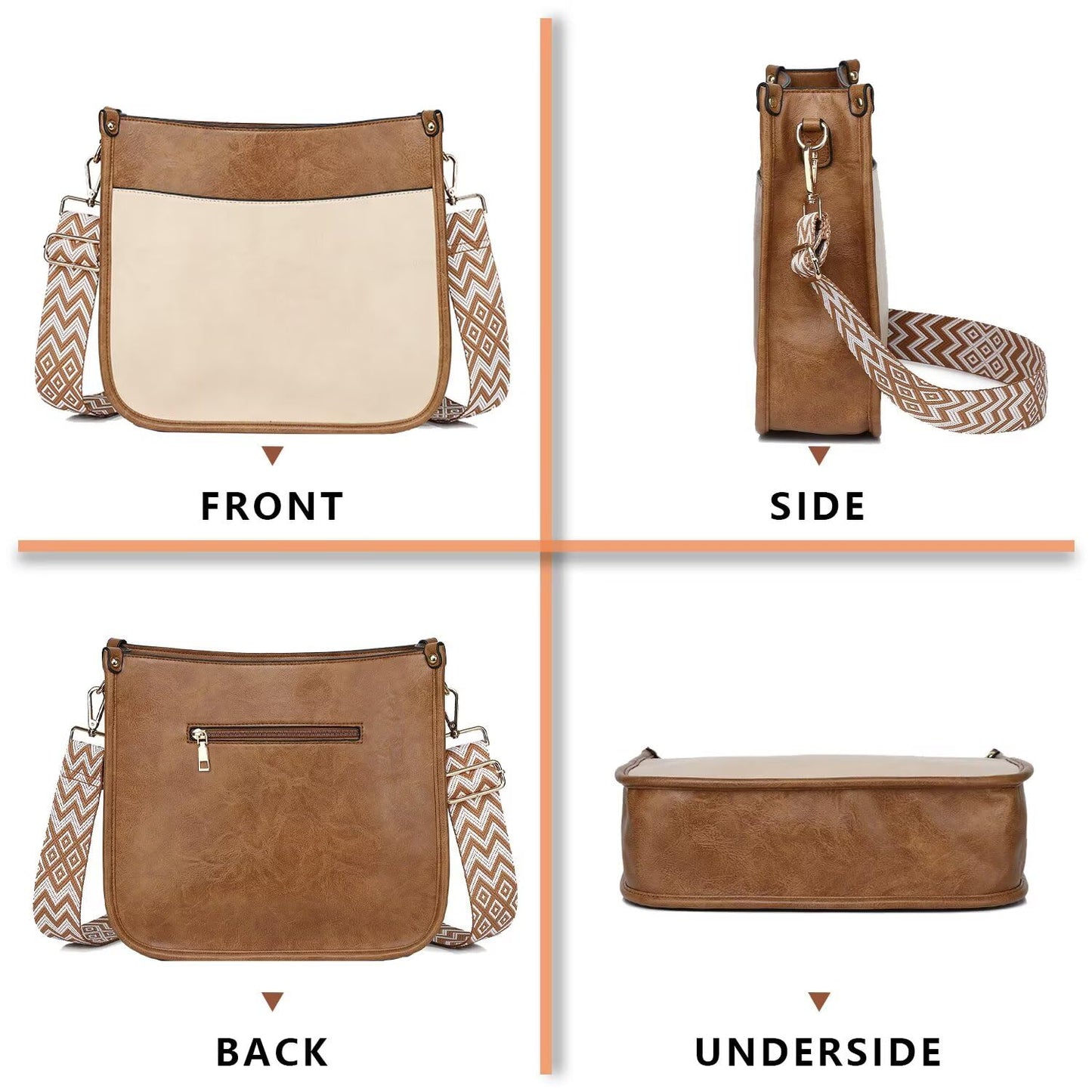 Crossbody Purse with Guitar Strap Zipped Pockets Handbag Shoulder Bag Vegan Leather Crossbody Bags for Women