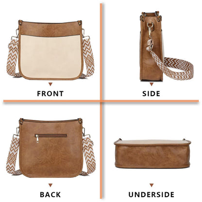 Crossbody Purse with Guitar Strap Zipped Pockets Handbag Shoulder Bag Vegan Leather Crossbody Bags for Women