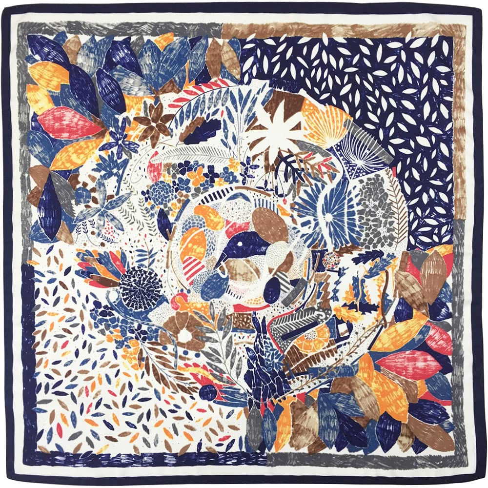 35" Square Mulberry Silk Imitation Head Scarf for Women Satin Large Hair Scarves Neck Scarf