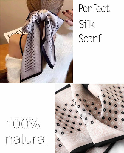 Mitzah Head Scarf  Mulberry Silk Imitation Women's 59" Fashion Neck Satin Scarfs for Bag 59 * 5.9”