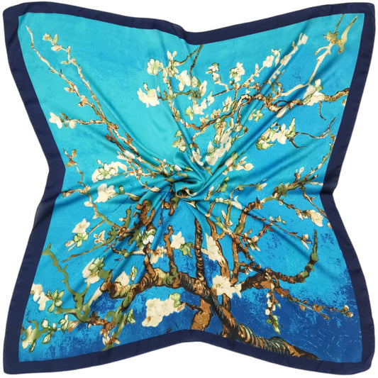 35" Square Mulberry Silk Imitation Head Scarf for Women Satin Large Hair Scarves Neck Scarf