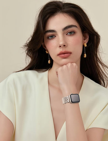 Braided Magnetic Band Compatible with Apple Watch Bands 38/40/41/42/44/45/46/49mm Dressy Celtic Metal Stretchy Elastic Strap for Watch Series 11 10 9 8 7 6 5 4 SE/Ultra 3 2 1