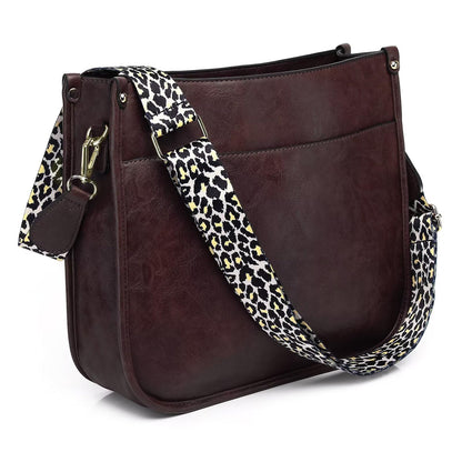 Crossbody Purse with Guitar Strap Zipped Pockets Handbag Shoulder Bag Vegan Leather Crossbody Bags for Women