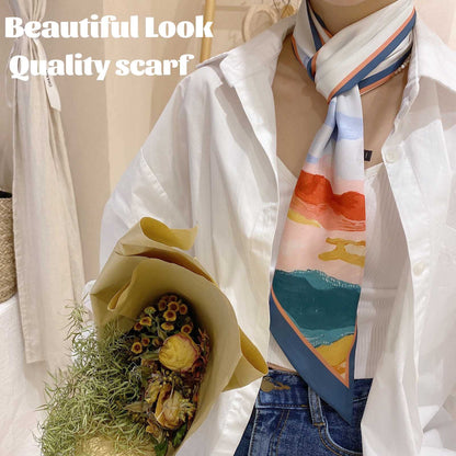 Mitzah Head Scarf  Mulberry Silk Imitation Women's 59" Fashion Neck Satin Scarfs for Bag 59 * 5.9”