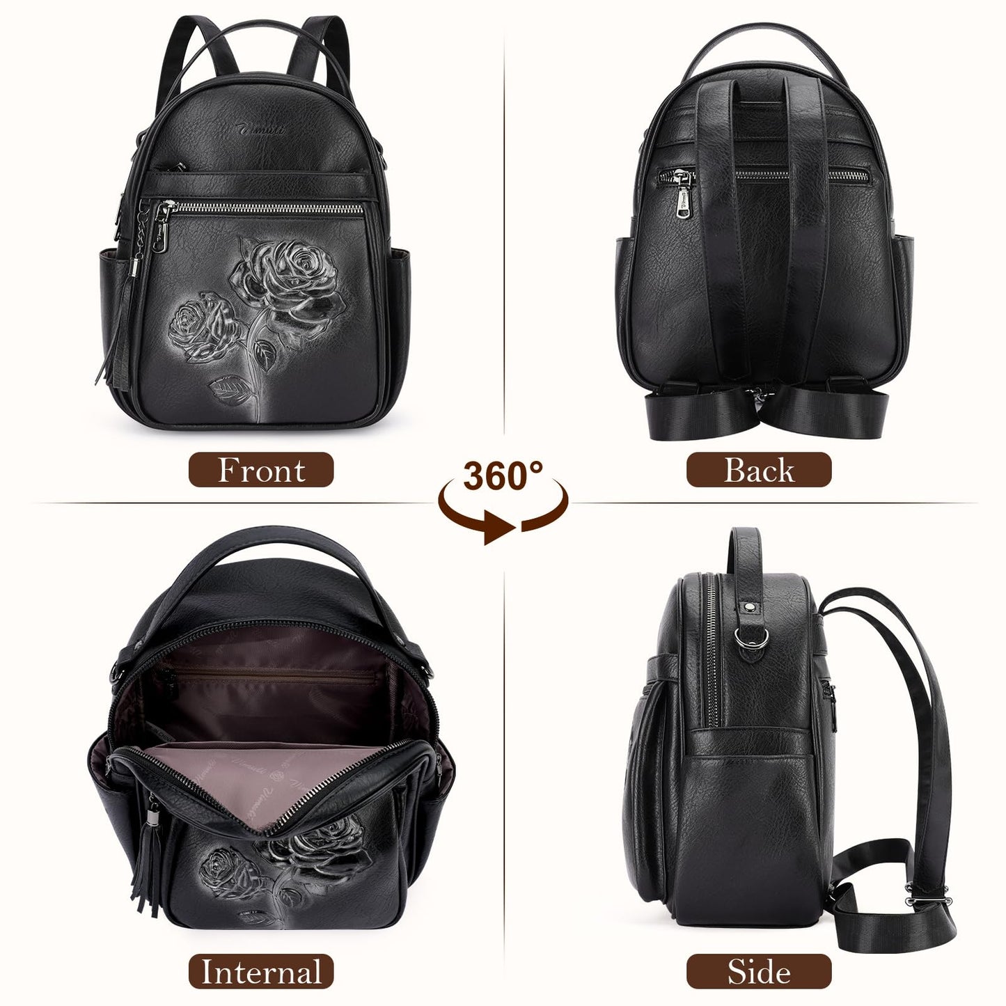 Mini Mochila Bolso para Mujeres, Mochila Pequeña de Cuero Vegano Repujado, Mochilas de Moda, Mochilas de Día, Bolso de Hombro, Pequeño, Moderno