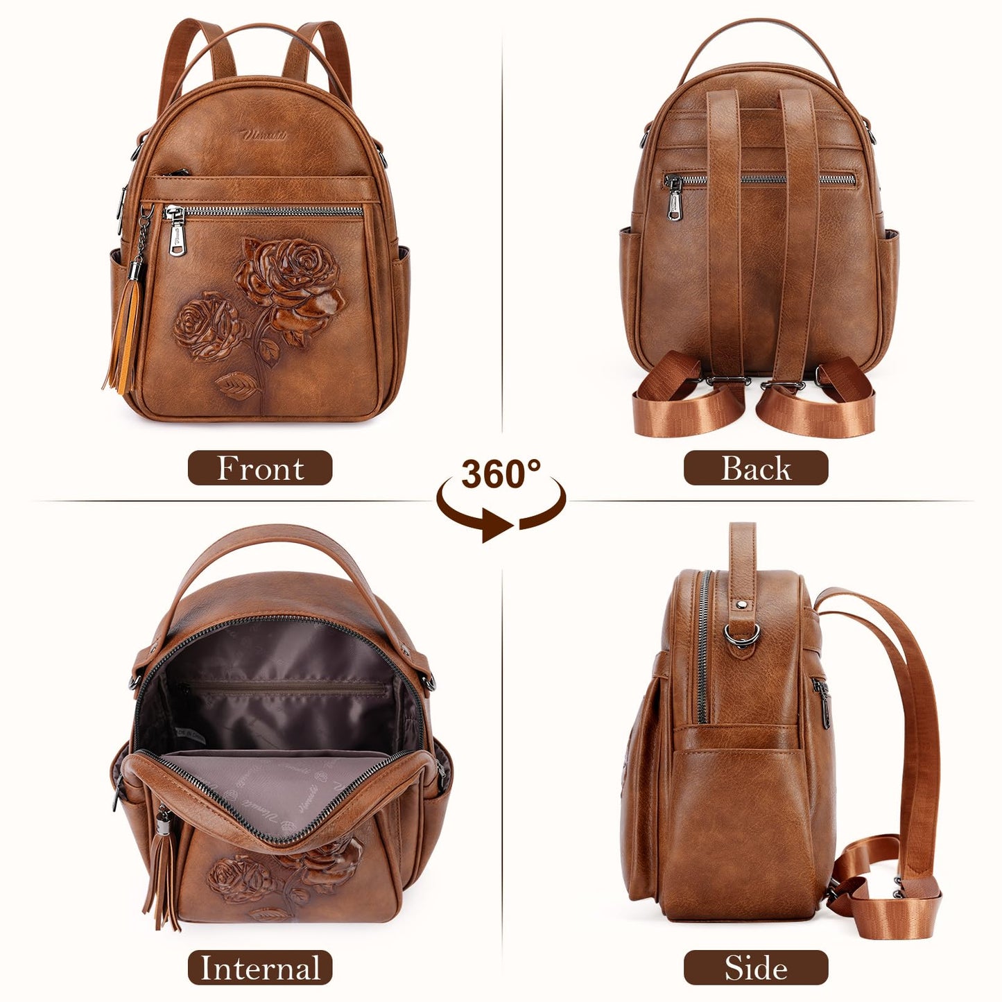 Mini Mochila Bolso para Mujeres, Mochila Pequeña de Cuero Vegano Repujado, Mochilas de Moda, Mochilas de Día, Bolso de Hombro, Pequeño, Moderno