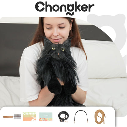 Chongker Cat Shaped Backpack - Handcrafted Stuffed Animals Plush Bag with Adjustable Shoulder, Crossbody, and Handbag Straps (MaineCoon Cat)