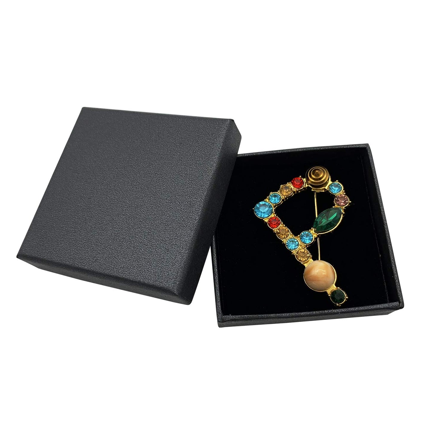 Initial Brooch A to Z 26 English Letters Plated Metal Stone Clear Colorful Crystal Lapel Pin Brooches Collar