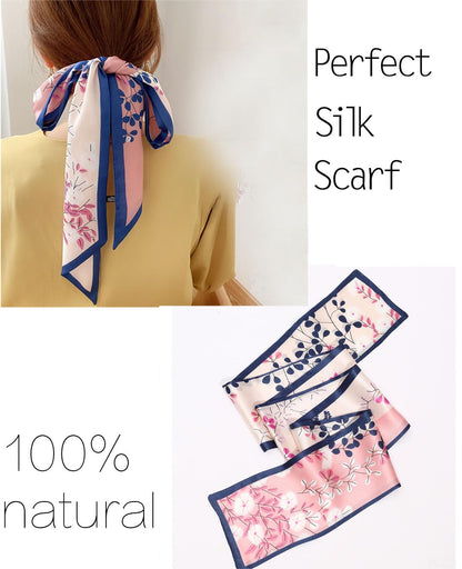 Mitzah Head Scarf  Mulberry Silk Imitation Women's 59" Fashion Neck Satin Scarfs for Bag 59 * 5.9”