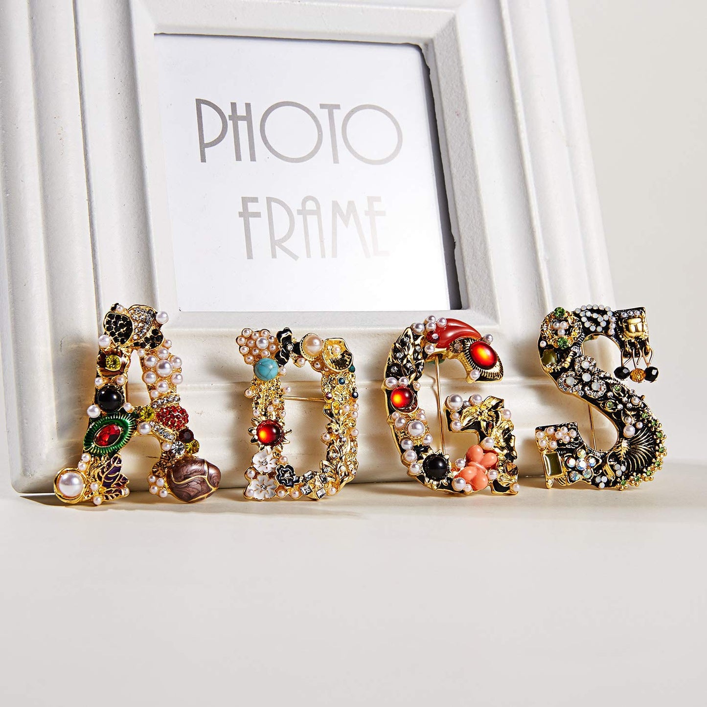 Initial Brooch Crystal Pearl Initial Brooch Gold Plated Enamel Colorful Letter Alphabet Breastpin Pin Jewelry for GIFTS