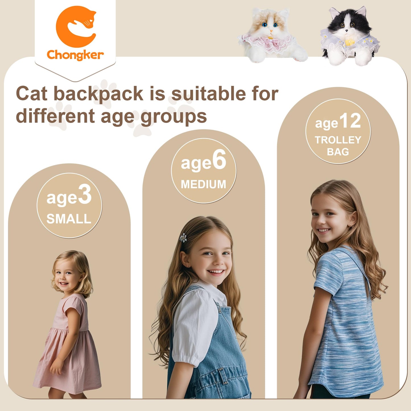 Chongker Cat Shaped Backpack - Handcrafted Stuffed Animals Plush Bag with Adjustable Shoulder, Crossbody, and Handbag Straps (MaineCoon Cat)