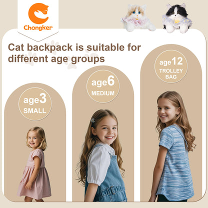 Chongker Cat Shaped Backpack - Handcrafted Stuffed Animals Plush Bag with Adjustable Shoulder, Crossbody, and Handbag Straps (MaineCoon Cat)