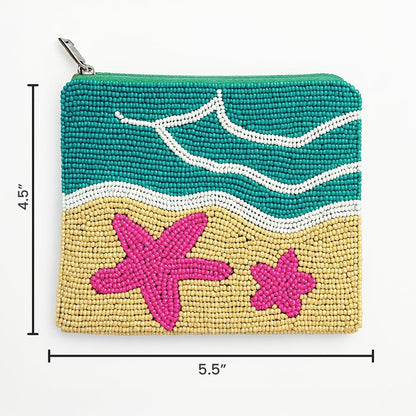 Pearl Beaded Coin Purse Handmade with Colorful Designs Savings Bag Small Zipper Pouch for Cash Card & Makeup (Botox Money)
