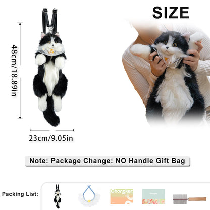 Chongker Cat Shaped Backpack - Handcrafted Stuffed Animals Plush Bag with Adjustable Shoulder, Crossbody, and Handbag Straps (MaineCoon Cat)
