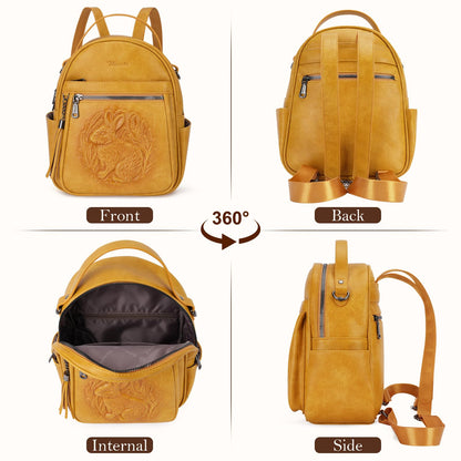 Mini Mochila Bolso para Mujeres, Mochila Pequeña de Cuero Vegano Repujado, Mochilas de Moda, Mochilas de Día, Bolso de Hombro, Pequeño, Moderno