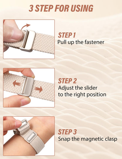 Braided Magnetic Band Compatible with Apple Watch Bands 38/40/41/42/44/45/46/49mm Dressy Celtic Metal Stretchy Elastic Strap for Watch Series 11 10 9 8 7 6 5 4 SE/Ultra 3 2 1