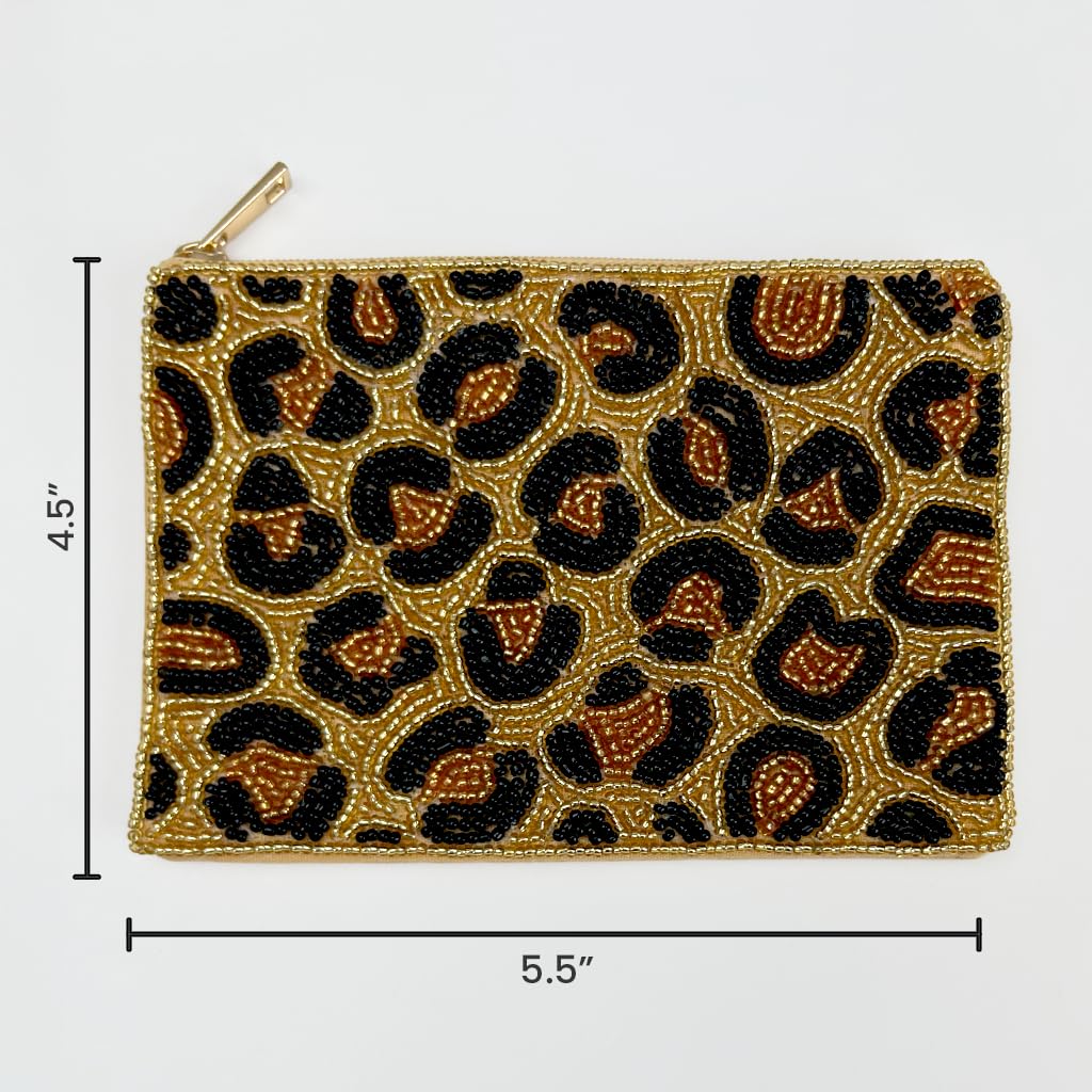 Pearl Beaded Coin Purse Handmade with Colorful Designs Savings Bag Small Zipper Pouch for Cash Card & Makeup (Botox Money)