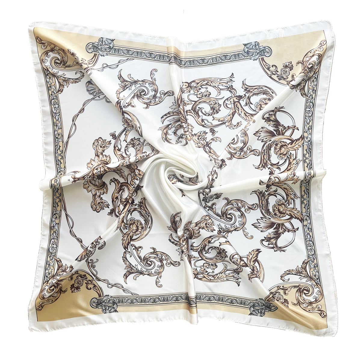 35" Square Mulberry Silk Imitation Head Scarf for Women Satin Large Hair Scarves Neck Scarf