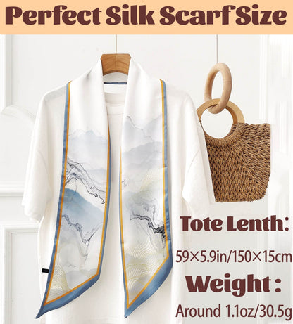 Mitzah Head Scarf  Mulberry Silk Imitation Women's 59" Fashion Neck Satin Scarfs for Bag 59 * 5.9”