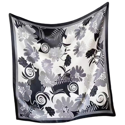 35" Square Mulberry Silk Imitation Head Scarf for Women Satin Large Hair Scarves Neck Scarf