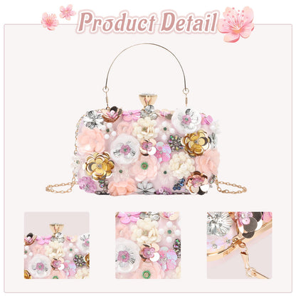 Women Clutches Flower Evening Handbag Chain Strap Shoulder Bag