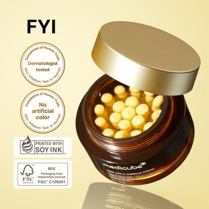 medicube Uneven Skin & Firm Duo: Deep Vitamin C Golden Capsule Face Moisturizer and Salmon DNA PDRN Pink Collagen Capsule Cream