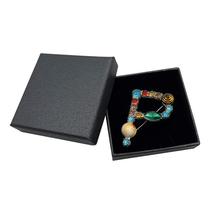 Initial Brooch A to Z 26 English Letters Plated Metal Stone Clear Colorful Crystal Lapel Pin Brooches Collar