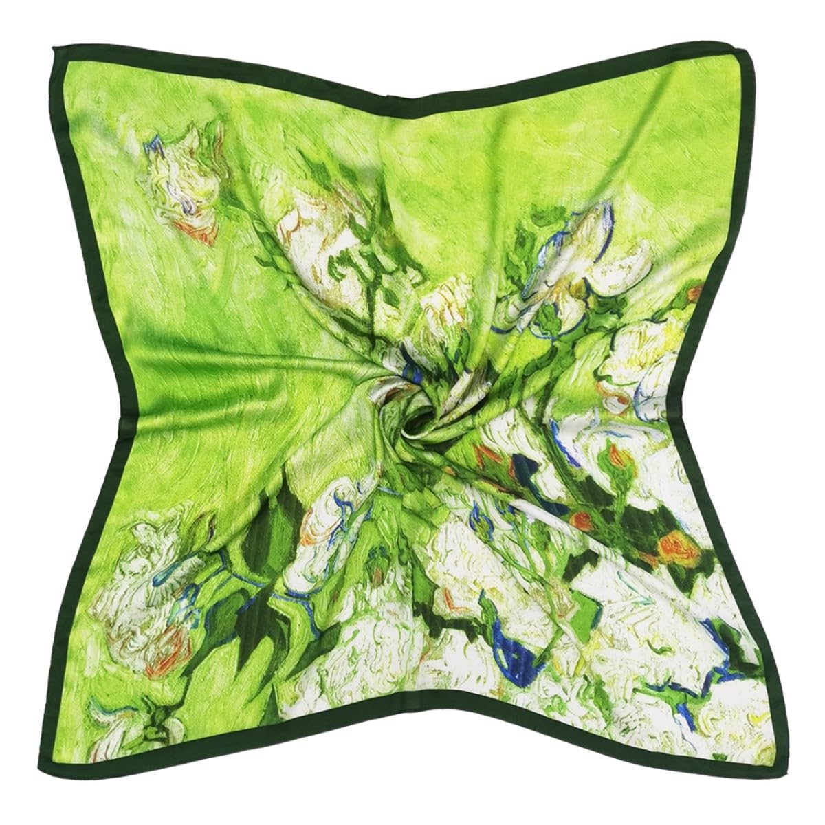 35" Square Mulberry Silk Imitation Head Scarf for Women Satin Large Hair Scarves Neck Scarf