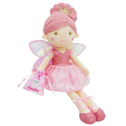 June Garden 18" Ballerina Plush Doll Rosalie - Soft Pink Hair Doll in Floral Dress & Tulle Skirt with Ballet Shoes - Gift for Girls & Toddlers