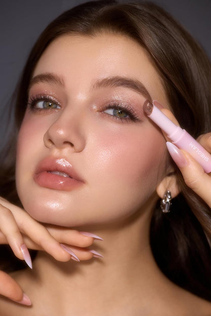 SHEGLAM Crystal Jelly Glaze Stick Eye Shadow Stick Eyeliner Brightener Pencil Crayon with Brush Easy to Blend Long Lasting Shimmer Eyeshadow-Lilac Luster