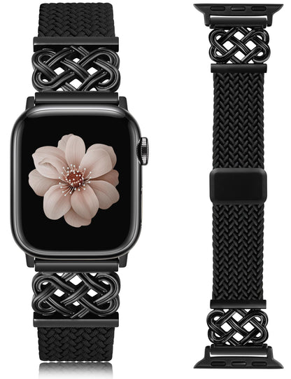 Braided Magnetic Band Compatible with Apple Watch Bands 38/40/41/42/44/45/46/49mm Dressy Celtic Metal Stretchy Elastic Strap for Watch Series 11 10 9 8 7 6 5 4 SE/Ultra 3 2 1