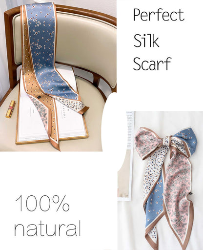 Mitzah Head Scarf  Mulberry Silk Imitation Women's 59" Fashion Neck Satin Scarfs for Bag 59 * 5.9”
