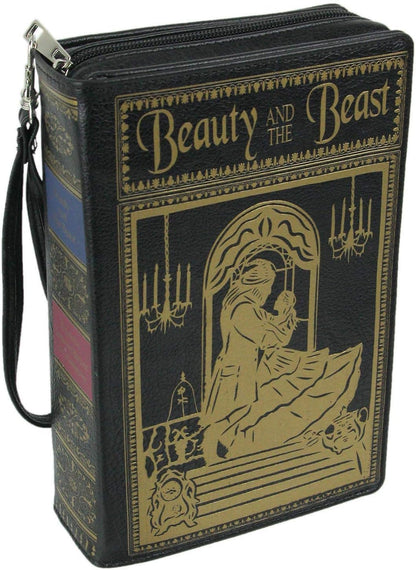 Beauty and the Beast Book Handbag Black Vinyl Novelty Clutch Purse Crossbody Bag