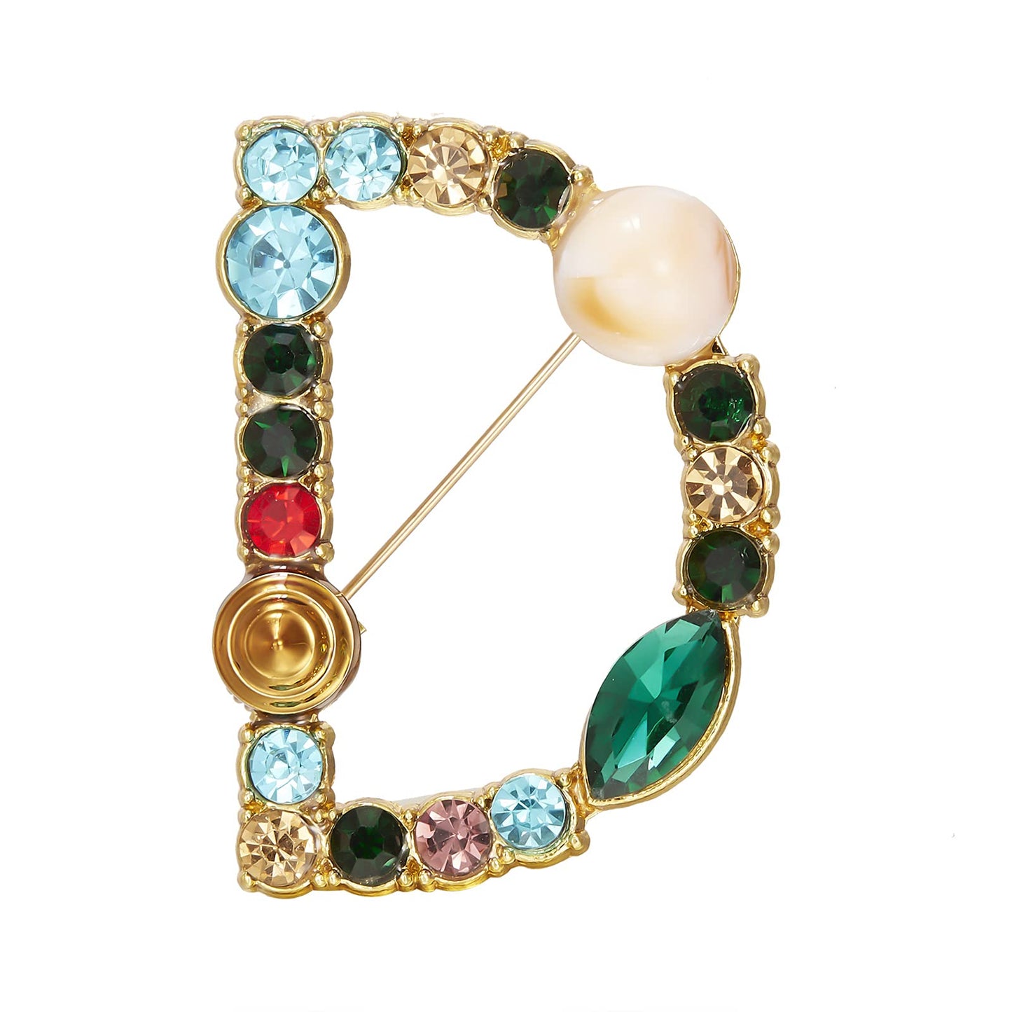 Initial Brooch Crystal Pearl Initial Brooch Gold Plated Enamel Colorful Letter Alphabet Breastpin Pin Jewelry for GIFTS