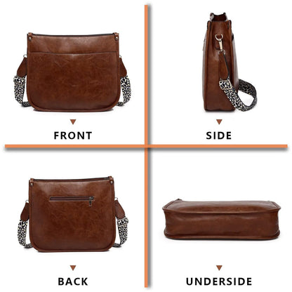 Crossbody Purse with Guitar Strap Zipped Pockets Handbag Shoulder Bag Vegan Leather Crossbody Bags for Women