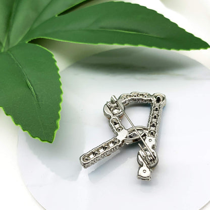 Initial Brooch A to Z 26 English Letters Plated Metal Stone Clear Colorful Crystal Lapel Pin Brooches Collar