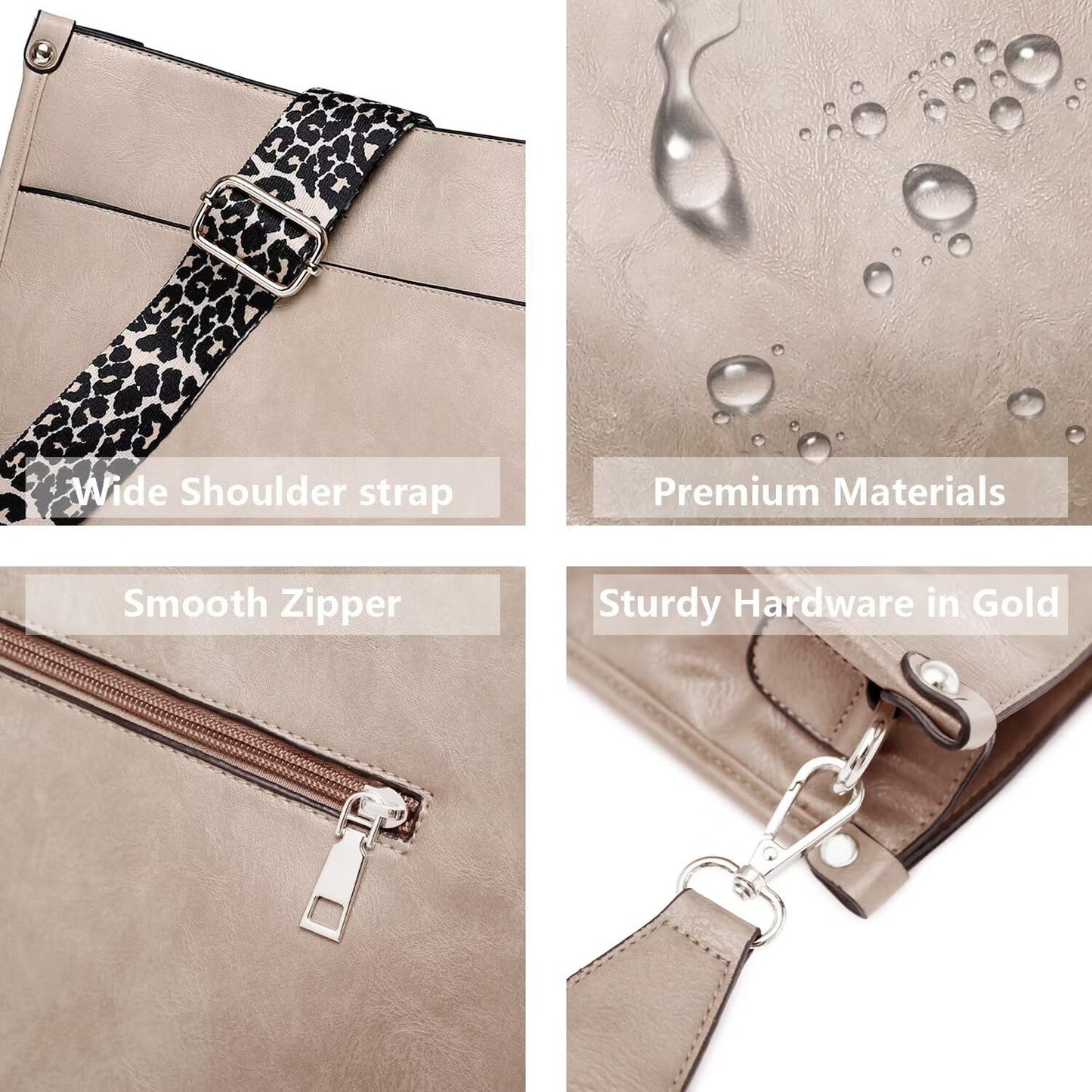 Crossbody Purse with Guitar Strap Zipped Pockets Handbag Shoulder Bag Vegan Leather Crossbody Bags for Women