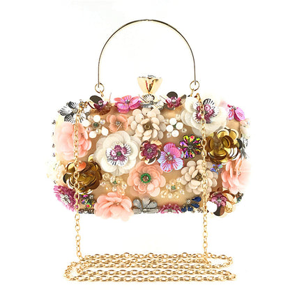 Women Clutches Flower Evening Handbag Chain Strap Shoulder Bag