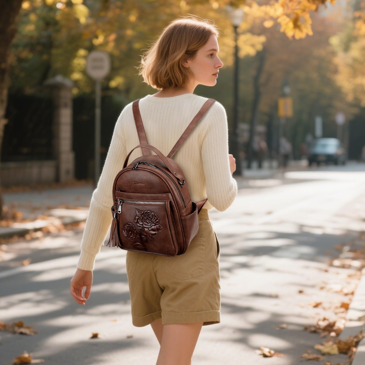 Mini Mochila Bolso para Mujeres, Mochila Pequeña de Cuero Vegano Repujado, Mochilas de Moda, Mochilas de Día, Bolso de Hombro, Pequeño, Moderno