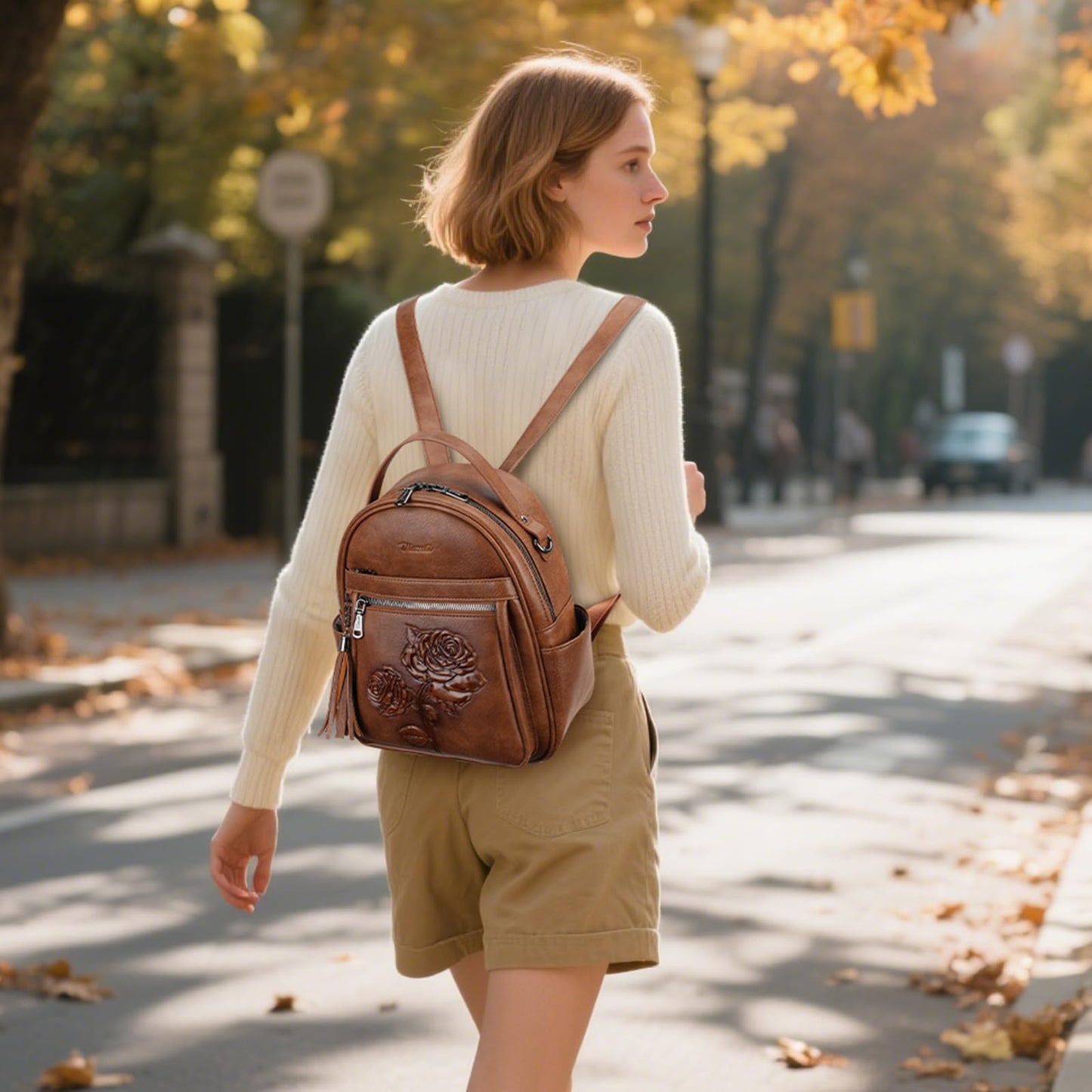 Mini Mochila Bolso para Mujeres, Mochila Pequeña de Cuero Vegano Repujado, Mochilas de Moda, Mochilas de Día, Bolso de Hombro, Pequeño, Moderno
