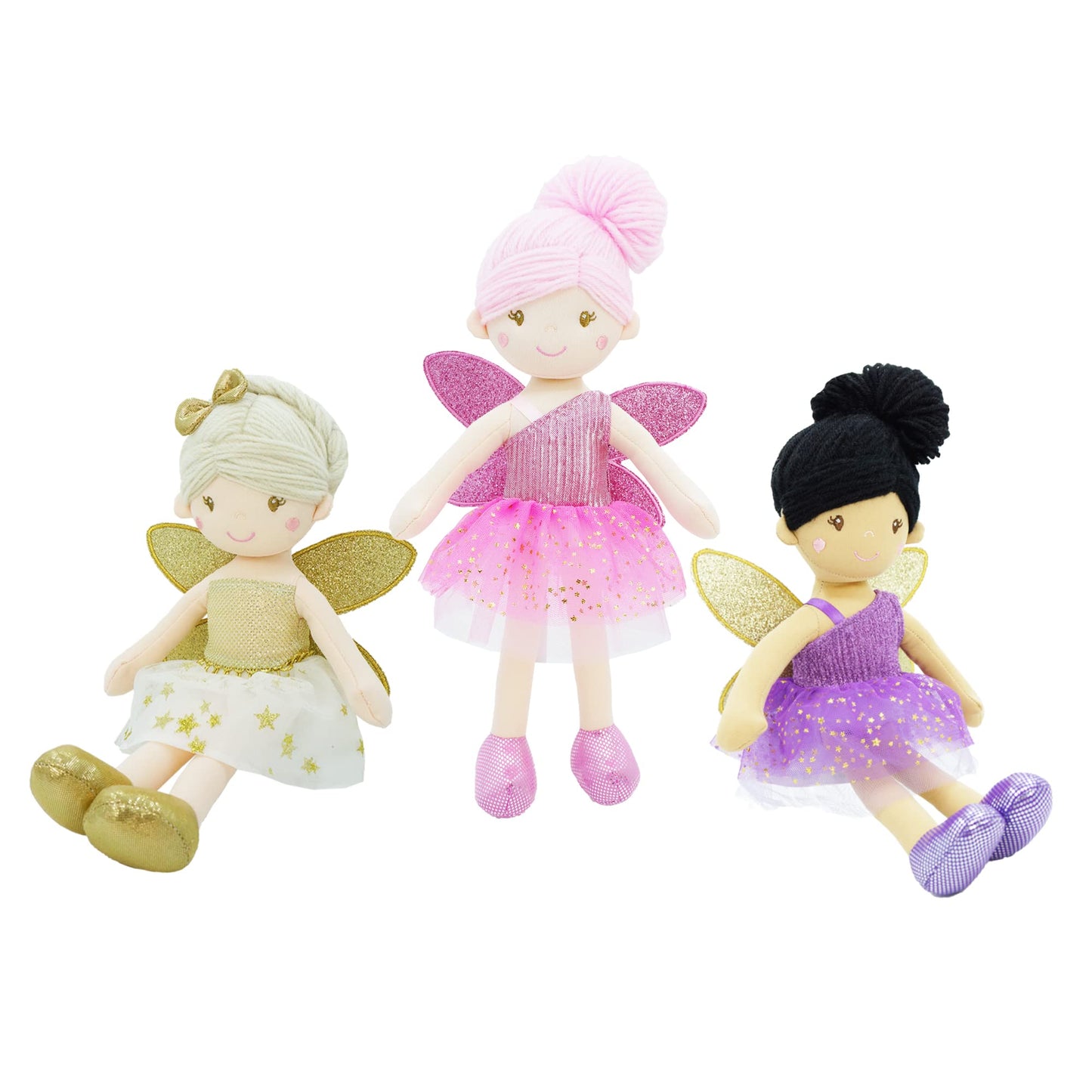 June Garden 18" Ballerina Plush Doll Rosalie - Soft Pink Hair Doll in Floral Dress & Tulle Skirt with Ballet Shoes - Gift for Girls & Toddlers