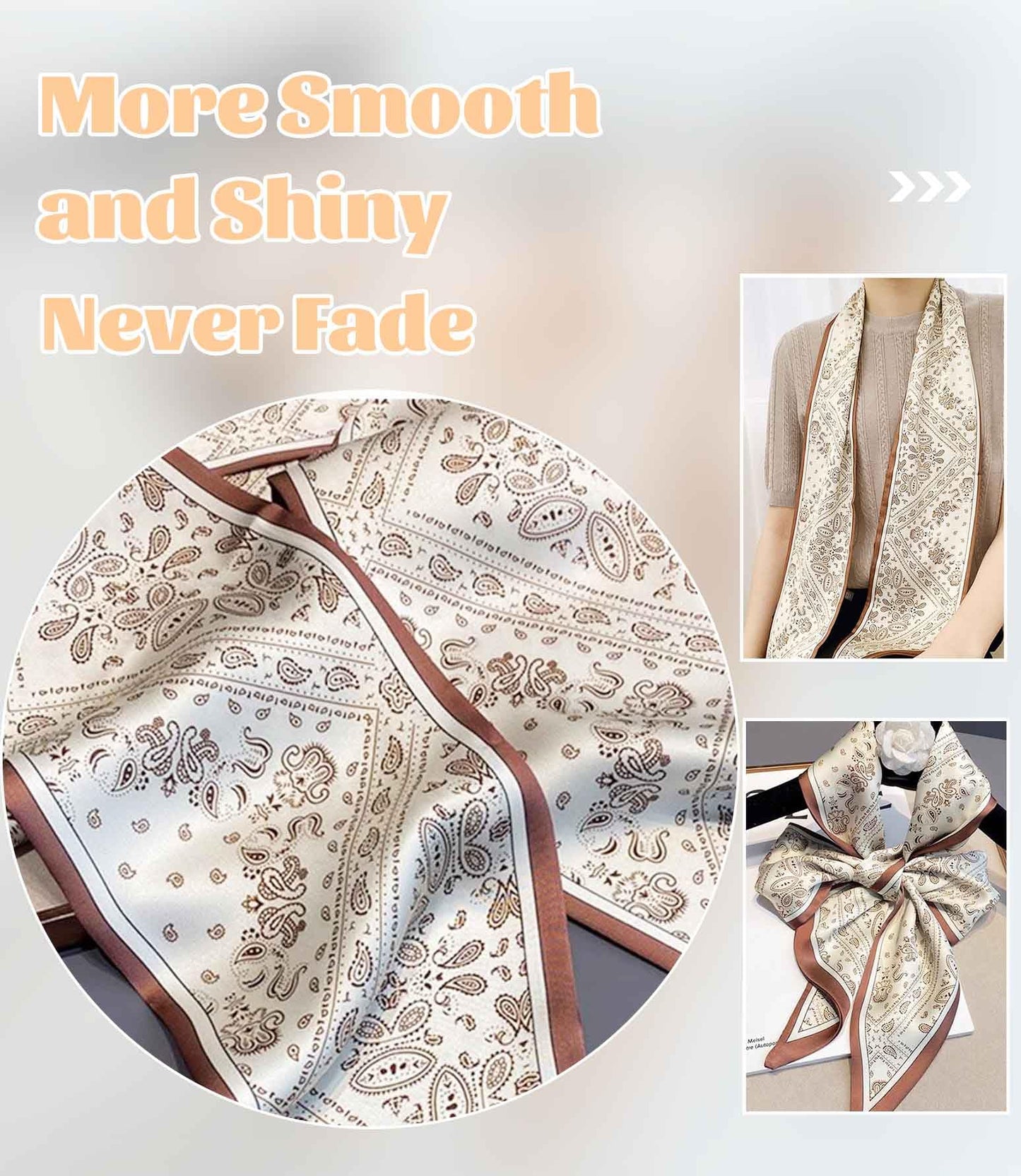 Mitzah Head Scarf  Mulberry Silk Imitation Women's 59" Fashion Neck Satin Scarfs for Bag 59 * 5.9”