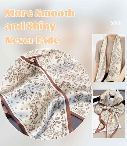 Mitzah Head Scarf  Mulberry Silk Imitation Women's 59" Fashion Neck Satin Scarfs for Bag 59 * 5.9”