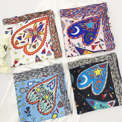 35" Square Mulberry Silk Imitation Head Scarf for Women Satin Large Hair Scarves Neck Scarf