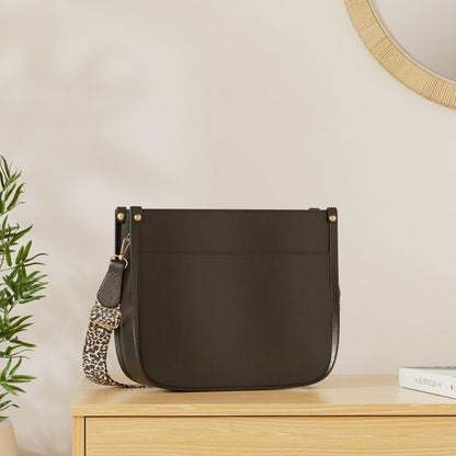 Crossbody Purse with Guitar Strap Zipped Pockets Handbag Shoulder Bag Vegan Leather Crossbody Bags for Women