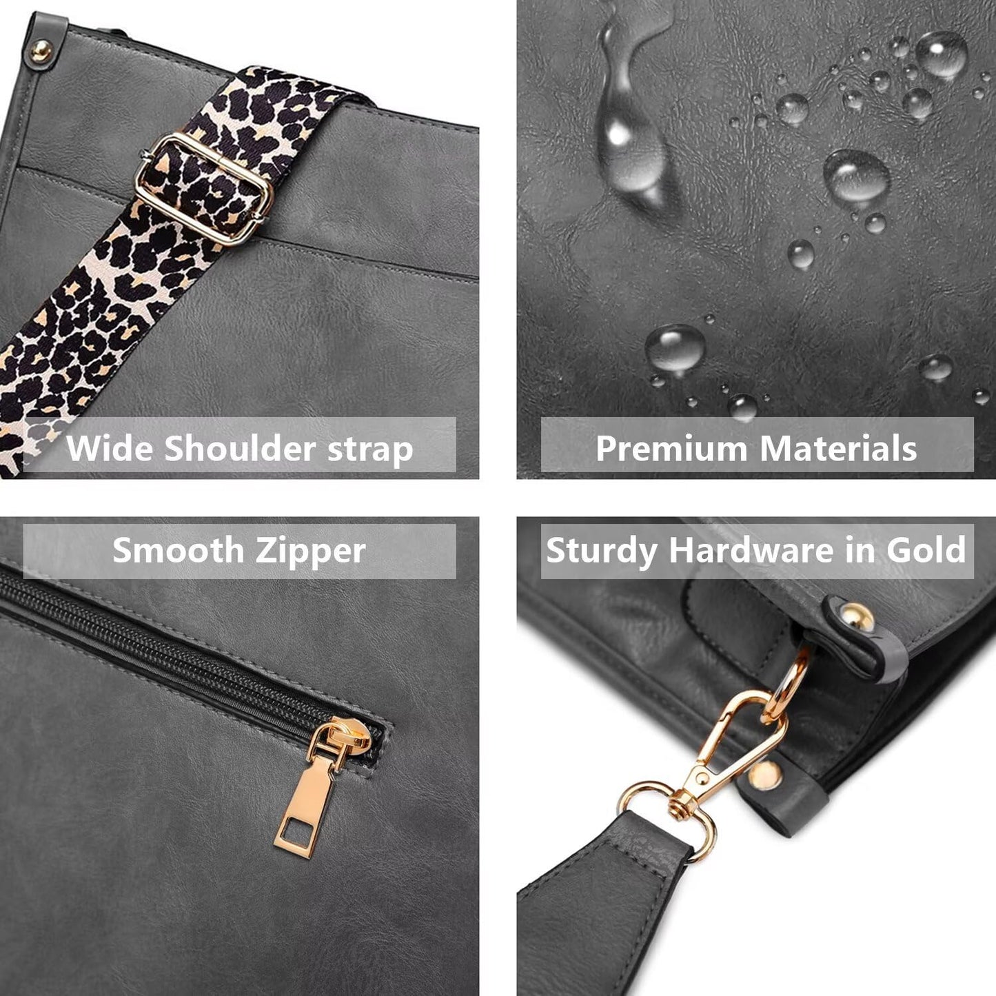 Crossbody Purse with Guitar Strap Zipped Pockets Handbag Shoulder Bag Vegan Leather Crossbody Bags for Women