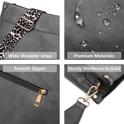 Crossbody Purse with Guitar Strap Zipped Pockets Handbag Shoulder Bag Vegan Leather Crossbody Bags for Women