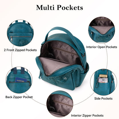 Mini Mochila Bolso para Mujeres, Mochila Pequeña de Cuero Vegano Repujado, Mochilas de Moda, Mochilas de Día, Bolso de Hombro, Pequeño, Moderno