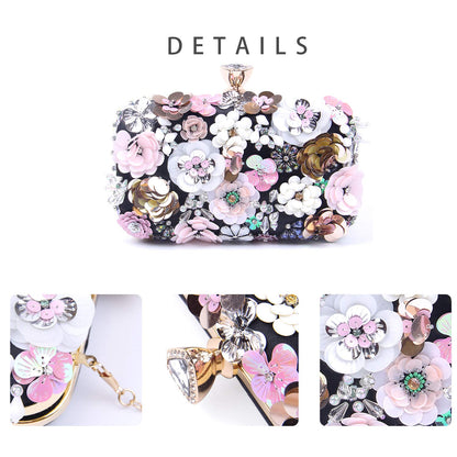 Women Clutches Flower Evening Handbag Chain Strap Shoulder Bag