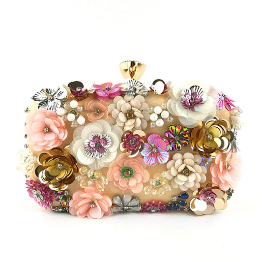 Women Clutches Flower Evening Handbag Chain Strap Shoulder Bag